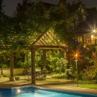 Landscape lighting with energy saving fixtures and schedules.